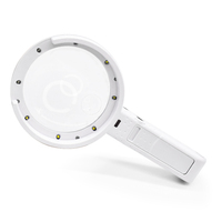 2X Handheld Magnifier Illuminated Desktop Magnifying Glasses with 8 LED Lights & Foldable Handle Magnifier
