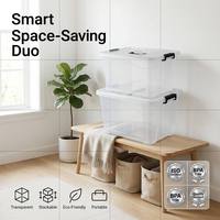 Kotak Penyimpanan Plastik Transparan Persegi Panjang, Aman untuk Microwave, Bahan PP Food Grade, Dilengkapi Tutup, Organizer Meja Portabel, Dapat Didaur Ulang, Wadah Makeup