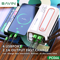 BAVIN Prix de gros d'usine Logo personnalisé Charge rapide portable Grande capacité 50000mah Power Bank avec lampe torche LED PC066