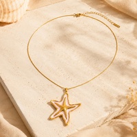 SUMMLY Collier Pendentif Étoile de Mer Animaux Marins d'Été, Chaîne Fine en Acier Inoxydable Plaqué Or 18K pour Femme, Bijoux Tendance
