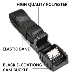 1 Inch 250kgs Cargo Lashing Strap Rubber Padded Cam Buckle Tie Down Strap With Black E-coating Cam Buckle