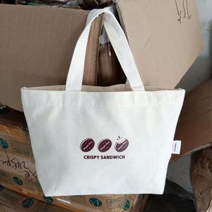 Bolsa de Compras de Lona de Algodón Natural con Diseño Nuevo, Patrón de Letras Personalizado Impreso, Bolsa de Mano Grande de Algodón - Product Image 2