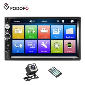 Podofo 2 Din Car Radio Car Video Player 7 ''HD Player MP5 Touch Screen FM AUX USB SD 7010B + 12 LED Car Rear View Camera