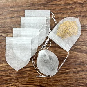 Wholesale Eco-friendly PLA Corn Fiber Disposable Tea Bags 6*8cm Empty Teabags String Heal Seal Wholesome Packaging Printing