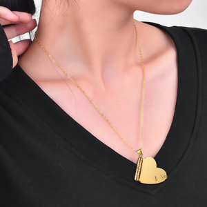 Collar de Clavícula con Colgantes de Libro en Blanco Grabados con Láser, Regalo DIY <span class=keywords><strong>para</strong></span> el Dí<span class=keywords><strong>a</strong></span> de San Valentín, Collar de Corazón Conmemorativo <span class=keywords><strong>para</strong></span> Parejas, Tendencia Amor - Product Image 1