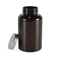 Sellado de tarros de pastillas vacías de 5oz, botellas de plástico ámbar de 150cc con tapa negra, botella de suplemento nutricional de 150ml