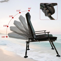 Chaise longue de camping portable pliable inclinable avec dossier réglable pour le camping en intérieur et en extérieur, la plage, la randonnée, la pêche