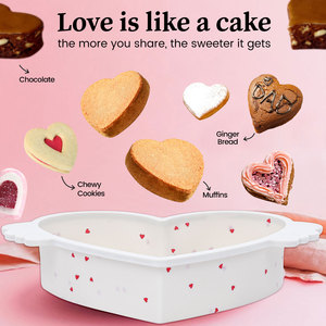 <b>Silicone</b> with metal reinforced frame, non-stick pan, BPA-free <b>silicone</b> heart-shaped cake <b>baking</b> mold - Product Image 3