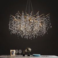 Lustre en cristal K9 de luxe pour salle à manger, lumières décoratives en forme de branche d'arbre, lustre ovale en cristal