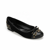 Chaussures de ballet à talon bas et bout rond pour femmes, style slip-on, avec détails œillets dorés, vente en gros OEM ODM, collections de marques fournisseurs, approvisionnement en vrac