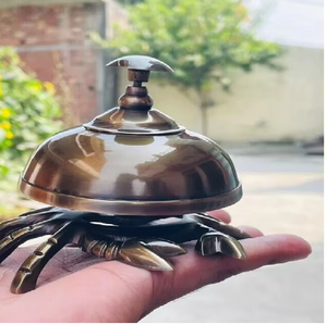 Cloche de bureau en laiton antique durable avec comptoir poli de style religieux crabe métal artisanat bureau table cloche décorative pour - Product Image 5