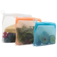 Conteneur alimentaire en silicone autoportant, compatible congélateur, four et lave-vaisselle, sac réutilisable en silicone anti-fuite avec fermeture éclair