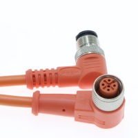 Connecteur circulaire M12 personnalisé, 8 broches, orange, câble surmoulé mâle-femelle, câble d'extension pré-moulé personnalisé