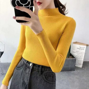 Suéter de cuello medio alto de alta calidad para mujer, jersey de manga larga ajustado de punto para otoño 2026 - Product Image 2