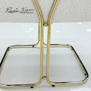 Keynes Luxury Teddy Fabric Cantilever Dining Chair White Gold Metal Frame for Hotel Cafe Commercial Use - Product Image 6
