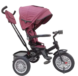 OEM Luxury Baby Ride On Bike 3 Wheels Children Trike 4 In 1 Baby Tricycle