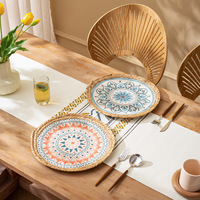 Set de table rond tressé à la main en corde de coton naturelle isolant thermiquement, pour l'extérieur, de luxe, en jacinthe d'eau