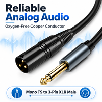 Kabel Audio TS 6.5mm ke XLR Male, Tembaga Bebas Oksigen, Konektor Berlapis Emas untuk Mixer, Studio, Siaran Langsung, Kamera Mobil