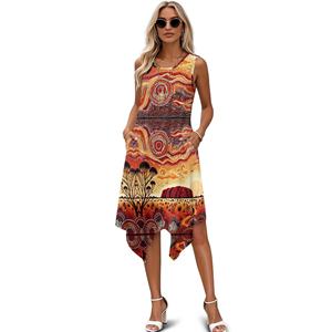 Mini-jupe irrégulière en polyester, style australien aborigène personnalisé, pour dropshipping - Product Image 1