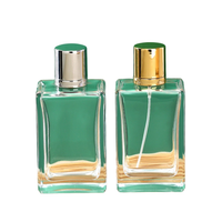 Flacon de parfum carré en verre personnalisé de qualité supérieure 100 ml avec pompe pulvérisatrice dorée ou argentée, contenant rectangulaire transparent vide pour produits de luxe