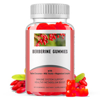 Supplément de berbérine HCL sans sucre Gummies de berbérine 1200mg avec gommes HCL à la cannelle de Ceylan Soutien de la fonction immunitaire