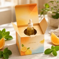 Boîte cadeau rigide en carton pliable avec impression personnalisée, motif agrumes, orange et menthe, pour sérum de soin et huile essentielle, emballage de luxe