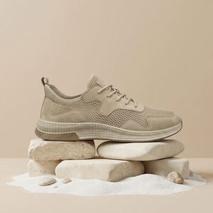 Baskets sportives en maille respirante à lacets, bout rond, semelle extérieure en caoutchouc, semelle intermédiaire en EVA, toutes saisons, couleur unie, chaussures pour hommes - Product Image 2