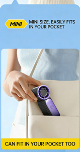 High Speed 20000RPM Wearable <b>Mini</b> Handheld <b>Fan</b> 100 Speeds Adjustable 100g Lightweight <b>USB</b> & Car Portable for Daily Use - Product Image 5
