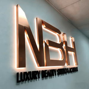 Letreros Personalizados con Retroiluminación LED para Tiendas, Letras de Metal Pulido con Efecto Espejo 3D para Exhibición en Paredes Exteriores de Cafeterías y Restaurantes - Product Image 2