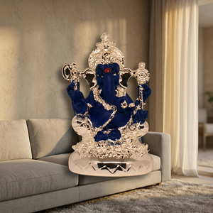 Handcrafted Silver Plated Lord Ganesha Idol Stainless Steel <b>Religious</b> <b>Statue</b> for Home Temple Decor Wedding Gift and Daily Pooja - Product Image 1