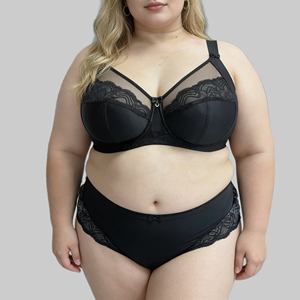 Reggiseno push-up in pizzo intrecciato francese sottile, a copertura totale, con ganci a 4 file per coppa D-H, per sollevamento e supporto del seno e comfort per taglie forti. - Product Image 4