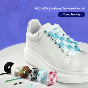 جديد التدرج أربطة أحذية شقة الملونة قوس قزح أربطة الحذاء المألوف رياضة أربطة الحذاء يمكن الجملة مخصصة