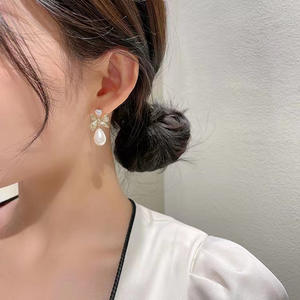 S925 Silver DIY Pearl Accessories Empty Tray <b>Butterfly</b> Silver Jewelry Earnail 8-11mm Round <b>Bead</b> 21805 for Elegant Earrings - Product Image 2