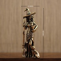 Estatua de Bruja de la Luna Mágica, Figura de Mago de Latón, Adorno Decorativo para el Hogar, Decoración para la Entrada de la Sala de Estar