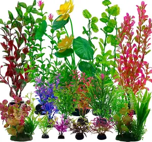 大型彩色人造塑料植物鱼缸装饰绿草仿真水生植物水族馆景观
