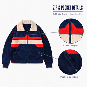 Embroidered <b>Men's</b> Corduroy <b>Jacket</b> with Color-Block Stripes for Casual Wear - Product Image 3