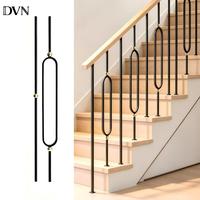 Balustre d'escalier ovale en métal massif élégant DVN, plaqué or, avec embout sphérique, pour la décoration d'escaliers de villas américaines
