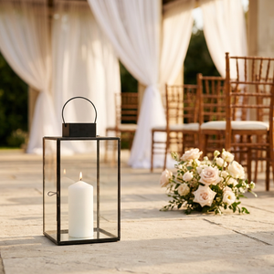 Wholesale Hot Selling <b>Mini</b> Black Metal Framed Glass Candle <b>Lantern</b> for Table and Hanging Home Decorations - Product Image 2