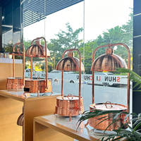 Ensemble chauffe-plats moderne en acier inoxydable pour restaurant, buffet et traiteur, avec chafing dish rose doré et lampe chauffante