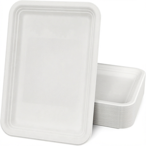 1-20 Platos de Papel Resistentes y Ecológicos de 14 Pulgadas, Impermeables, Compostables, de Caña de Azúcar, para Mariscos, Cangrejos y Viajes - Product Image 1