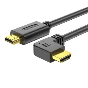 สาย HDMI ที่ผ่านการรับรองคุณภาพสูงชุบทอง24K 4K แบบอัลตร้าเอชดีเอ็มไอสำหรับผู้ชายถึงขั้วข้อ90องศา