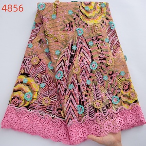 4856 High Quality African Plain Glitters Wax Luxury Nigerian/Senegal Embroidery Wax Sequins <strong>Lace</strong> for Party Dress - Product Image 3