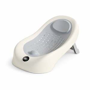 Transat de bain pour bébé avec affichage numérique de la température, indicateur de sécurité vert, siège pliable en TPE souple, nouveau-né+, personnalisation OEM - Product Image 1