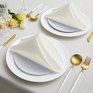 Utopia Home Alternativas Servilletas de satén marfil 43x43cm Diseño de borde sin costuras para decoración clásica del banquete de boda - Product Image 1