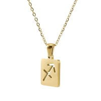 Collar con Colgante de Signo del Zodiaco Vintage al por Mayor, Chapado en Oro Grabado, Acero Inoxidable 18K, Joyería Antideslustre para Mujer