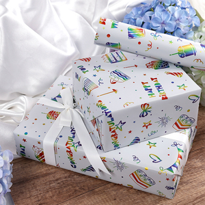 Fábrica al por mayor 80g cumpleaños personalizado lujo 43cm X 3M rollo de papel metálico papel de regalo para embalaje - Product Image 6