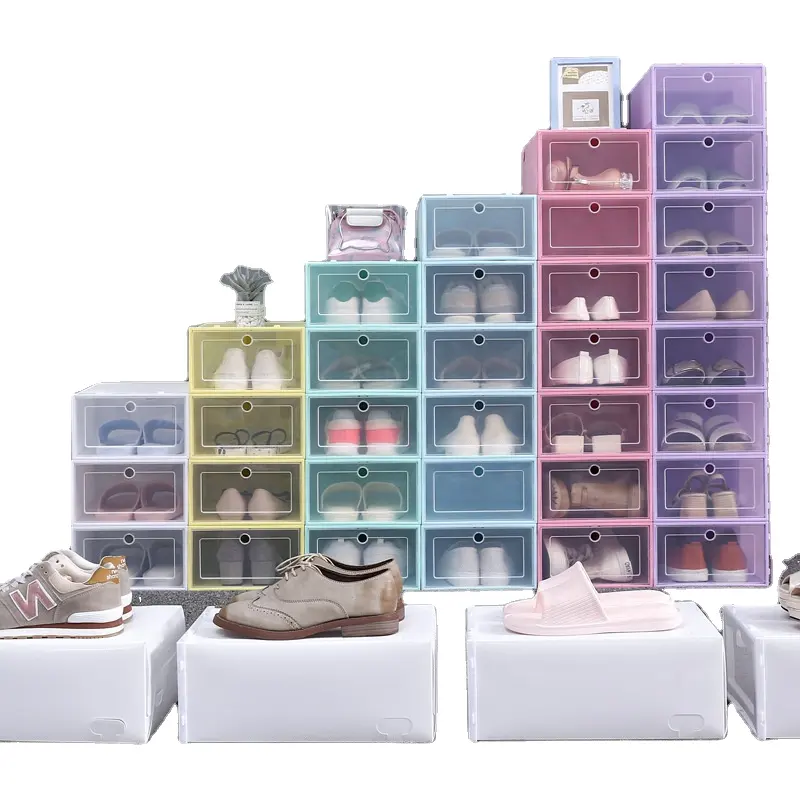 Citylife Clear PP ABS Transparent Shoe Sneakers Display Container Box Stackable Plastic Shoe Storage Boxes
