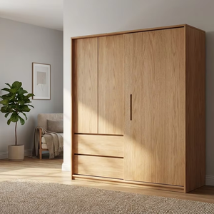 El armario de madera Oron ofrece un diseño atemporal, almacenamiento inteligente y la elegancia de la madera natural para espacios de vida modernos. - Product Image 4