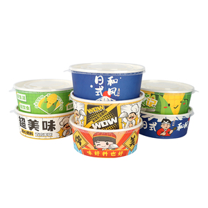 Saladier en papier kraft personnalisé avec couvercle Récipient jetable pour plats à emporter Bol écologique à soupe et yaourt à fond carré - Product Image 1