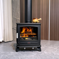Poêle à bois intérieur moderne Cheminée en fonte pour chauffer et cuisiner Conception de maison à bois sans fumée